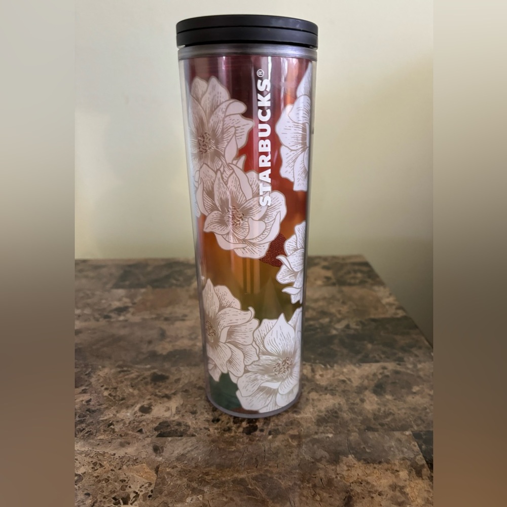 Starbucks Tumbler 16 oz Floral Ombre Rainbow Cactus Flower With Lid Drinkware